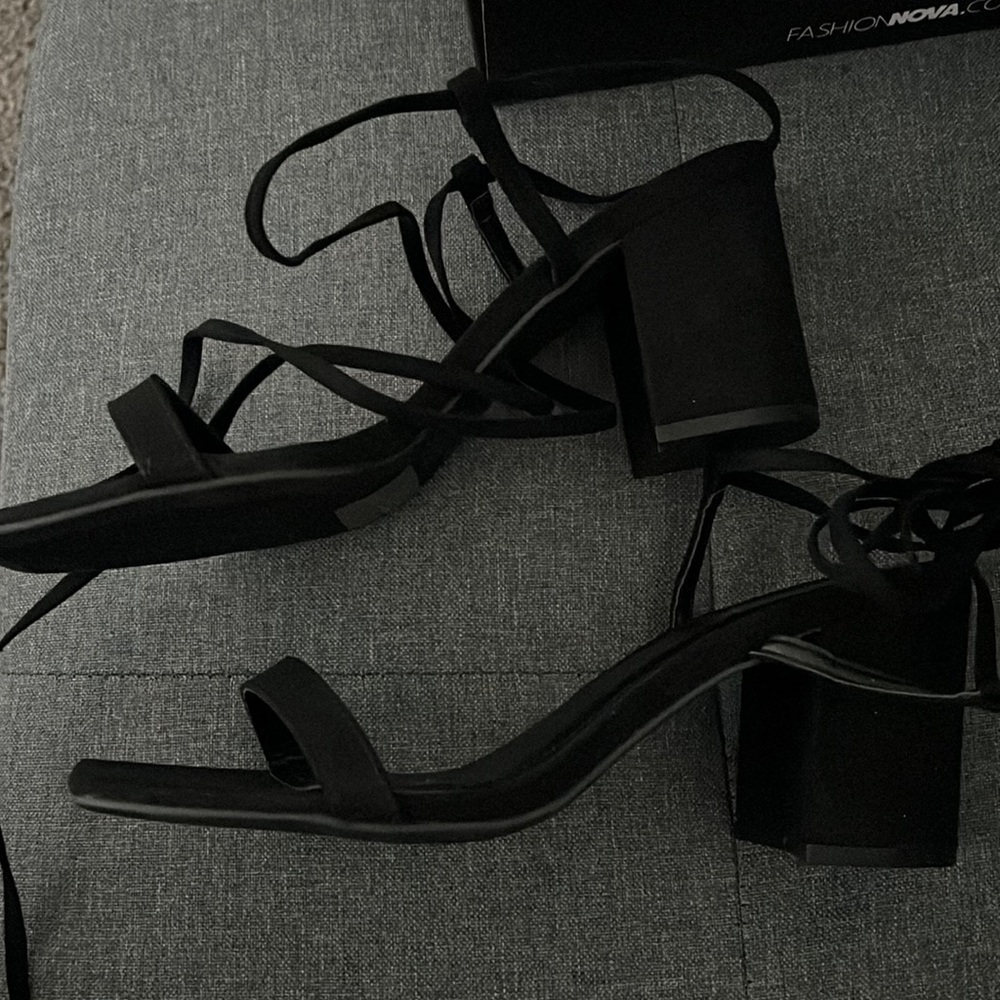 Lace up Black Fashion Nova Heels